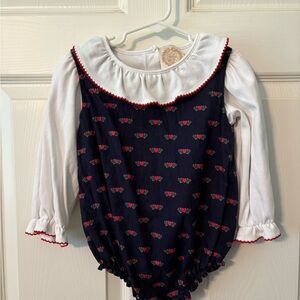TBBC Navy and White Hearts Romper